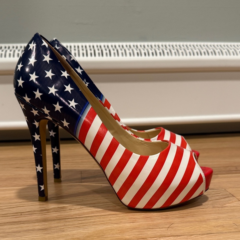 Patriotic Peep-Toe Heels